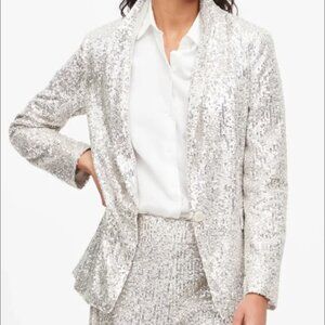 Banana Republic Champagne Silver Sequin Soft Blazer, Size 6